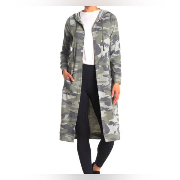 Cyrus | Camo Print Knit Duster Hooded Cardigan - Picture 2 of 14